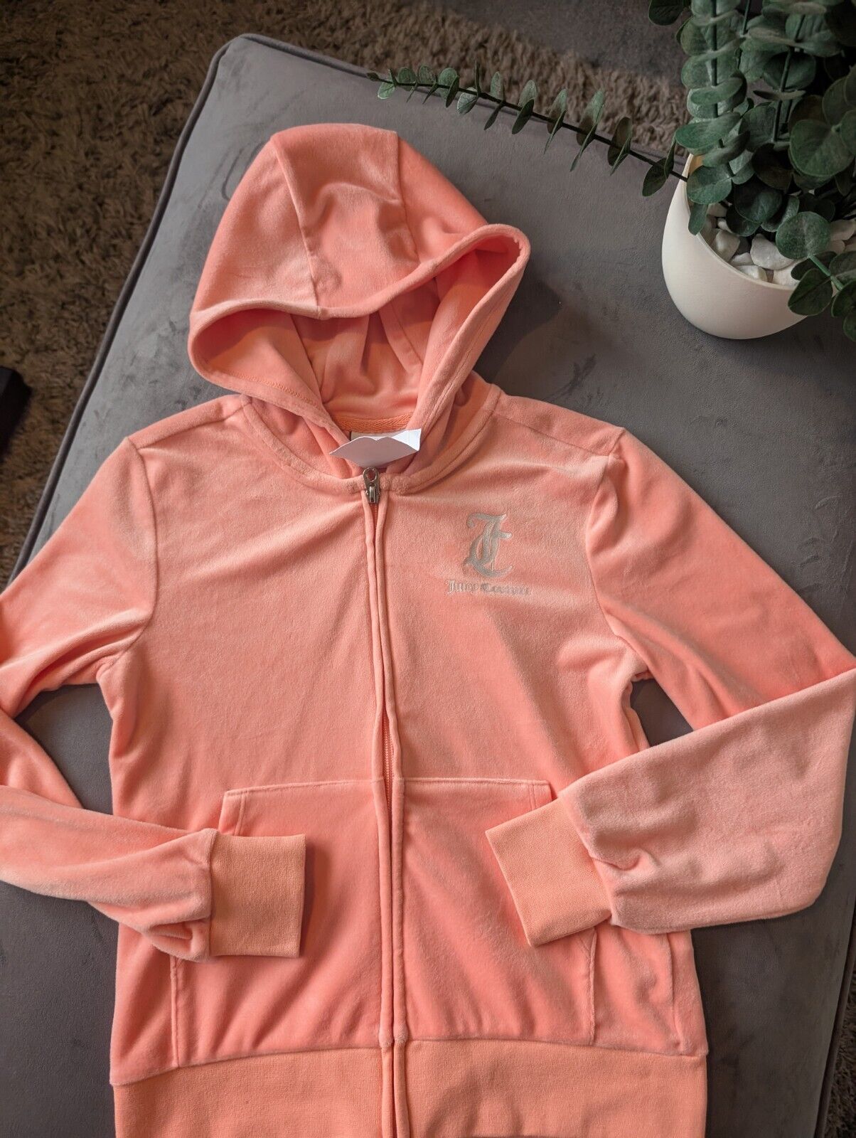 New Juicy Couture Kids Full Zip Track Jacket Peach Pink  Girl's Age 10/11