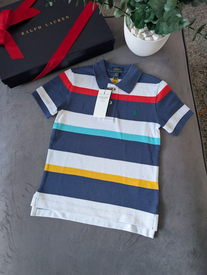 New Ralph Lauren Rainbow Smart Polo T Shirt Age 4 Gift Casual Embroided Pony