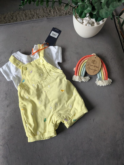 New Ted Baker Baby Boy Occasion Dungaree All In One Yellow Smart Romper Newborn