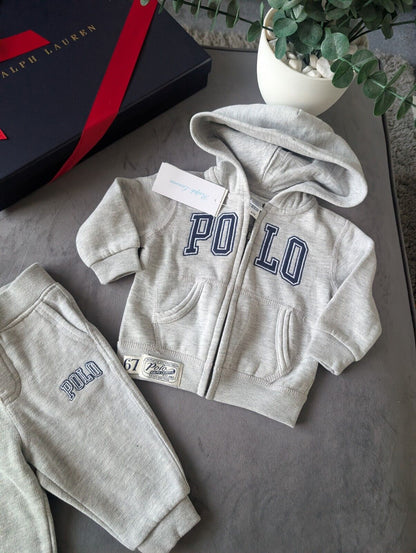 New Ralph Lauren baby boys Grey White tracksuit 3-6m smart casual cute Gift £120