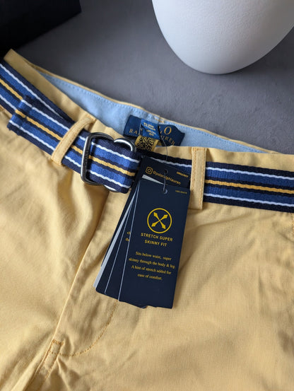 New Ralph Lauren Boys Yellow Chino Shorts + Belt Smart Gift 10y Casual Summer