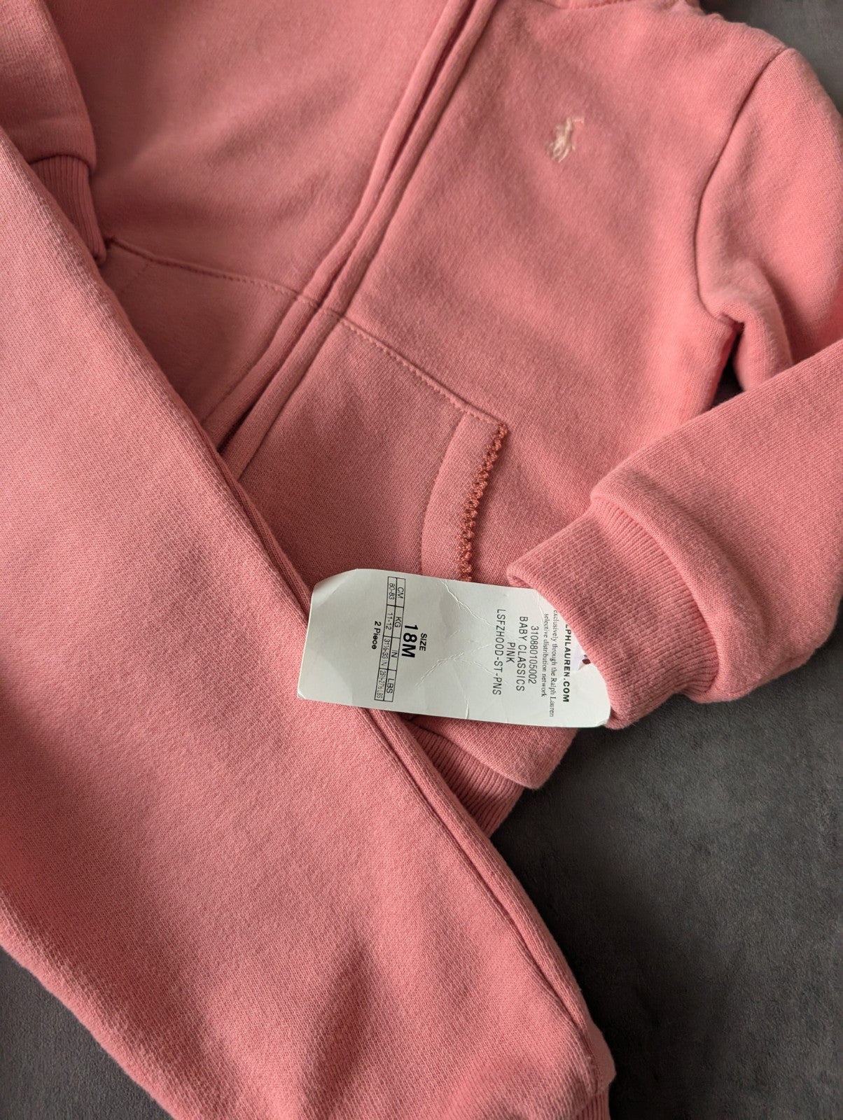 New Gorgeous Ralph Lauren Pink Scalloped Baby Girl Tracksuit  12-18m Gift Baby