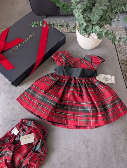 New Ralph Lauren tartan girls vincenza fit flare party dress 9-12m gift cute party