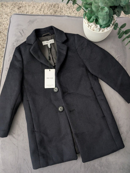 New Gable Black Boys Smart Single Breasted Overcoat in Black Age 6 RRP £96