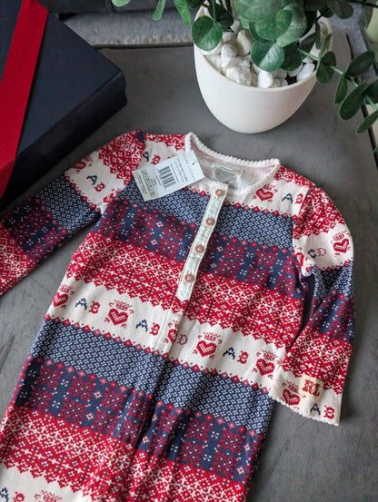 New Ralph Lauren baby Red All In One Baby Grow Aztec Fair Isle Heart gift 6-9m