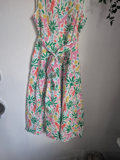 Worn Once BODEN AMY SLEEVELESS SHIRT DRESS IN TROPICAL PARADISE SIZE UK 10R