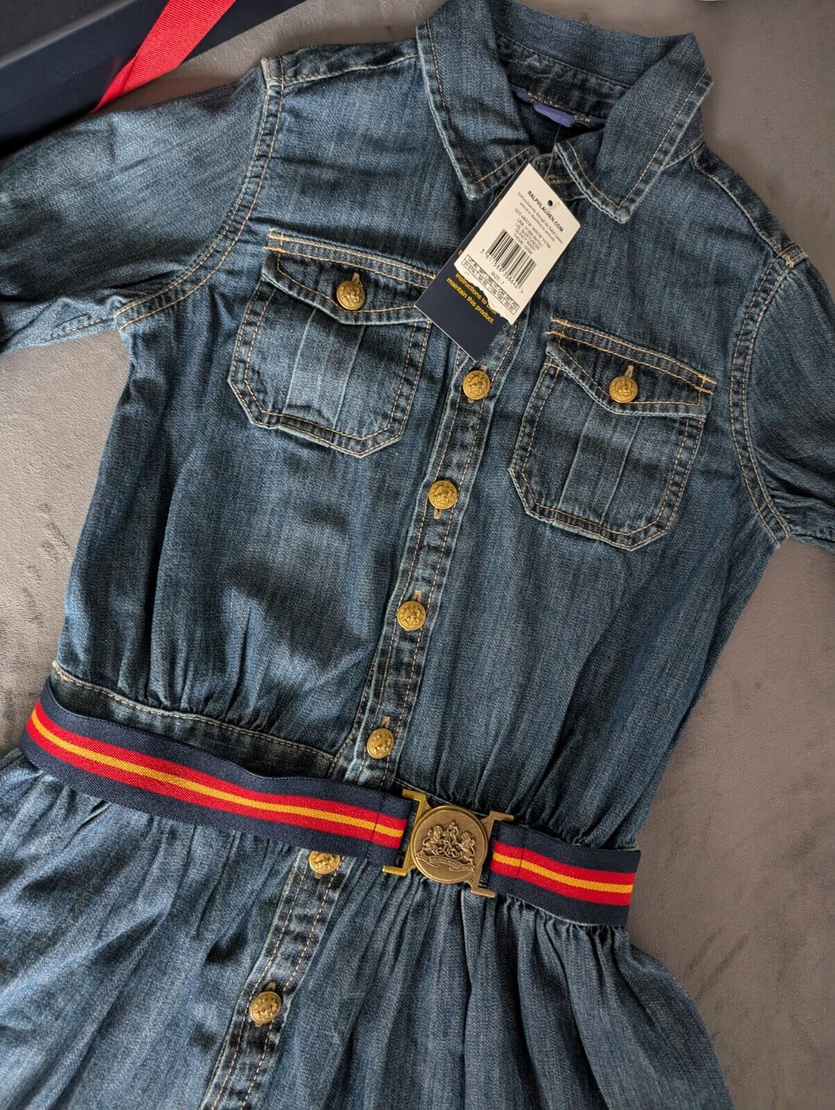 New Ralph Lauren girls denim style shirt dress belted occasion 7 Yrs occasion smart gift