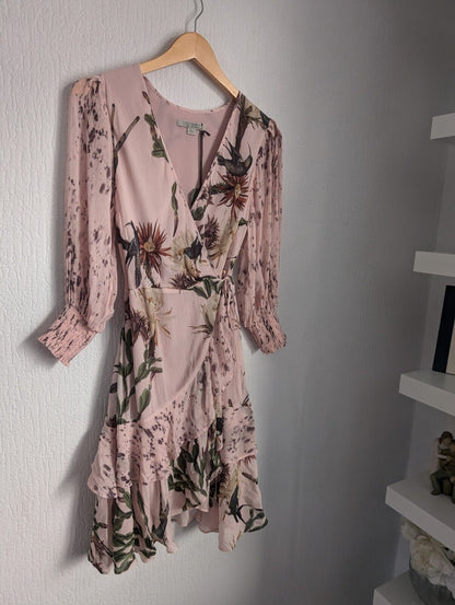 New All Saints Ari Nolina Dress in Pink Size 6 RRP £199 Occasion Smart Formal