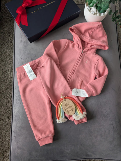 New Gorgeous Ralph Lauren Pink Scalloped Baby Girl Tracksuit  12-18m Gift Baby