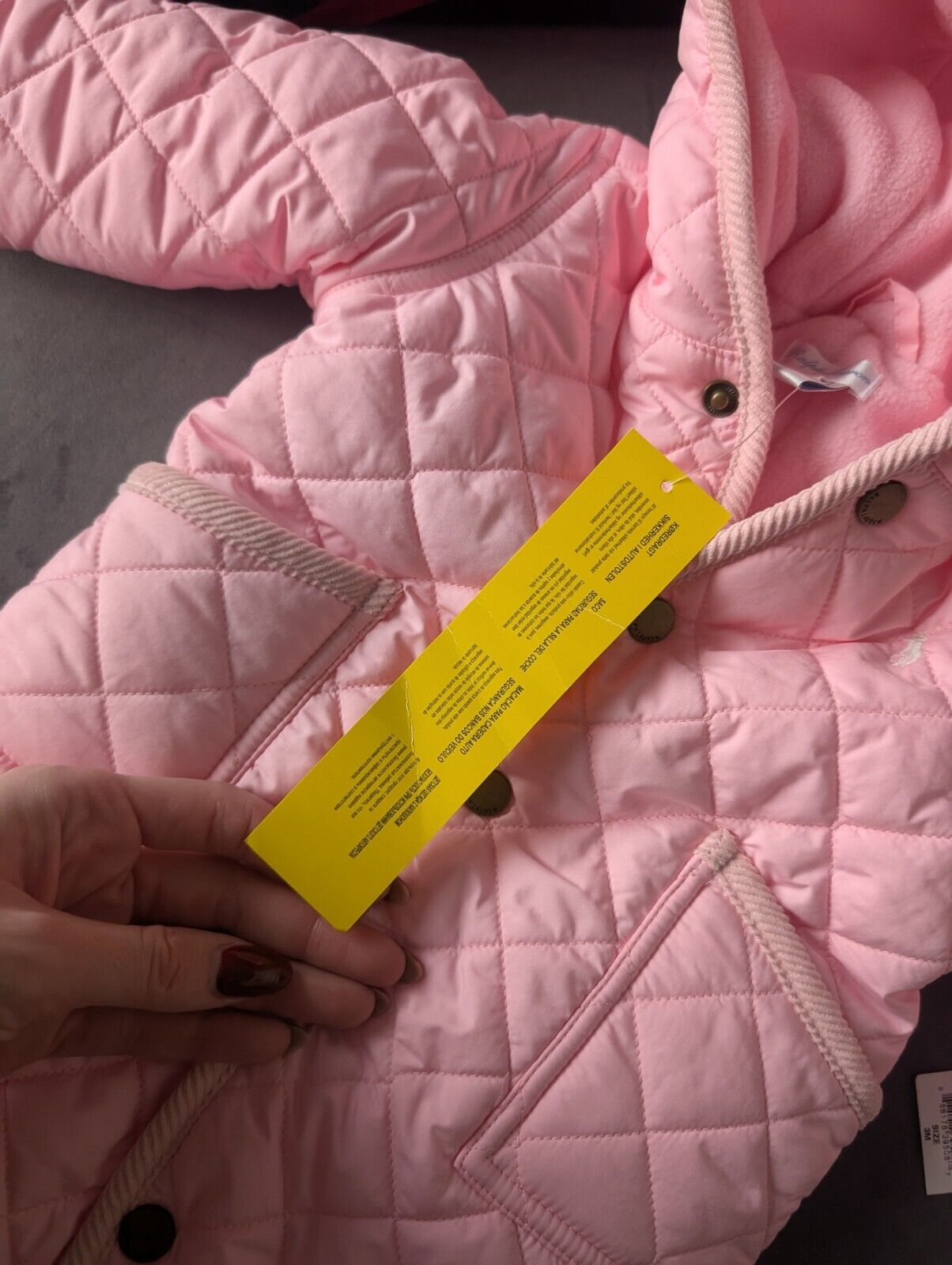 New ralph lauren Baby Pink quilted fleece lined pram suit snowsuit 0-3m Gift