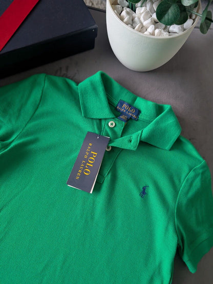 New Ralph Lauren Boys Green Plain Polo T Shirt Age 4yr Smart Gift Casual Logo