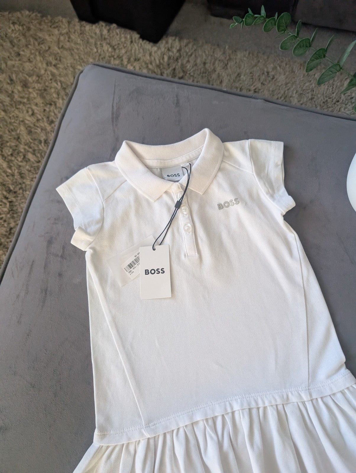 New Hugo Boss Girls White Smart Frill Tennis Polo Dress Age 4 Summer Vibe Gift