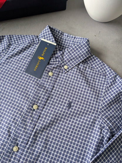 New Ralph Lauren Blue White Check Boys Shirt Smart Occasion Age 3 Yrs Gift