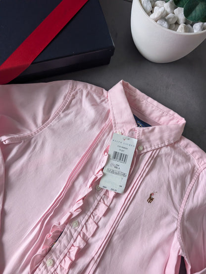 New Ralph Lauren Girls Ruffle Front Baby Pink Smart Shirt age 6yrs Occasion