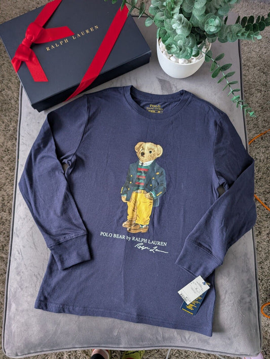 New Gorgeous Ralph Lauren Butler Bear T-Shirt Age 10-12 Gift Navy Blue Smart