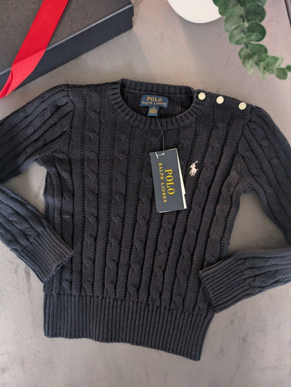 New Polo by Ralph Lauren Cable Knit Jumper Navy Boys 4 Years gift Winter