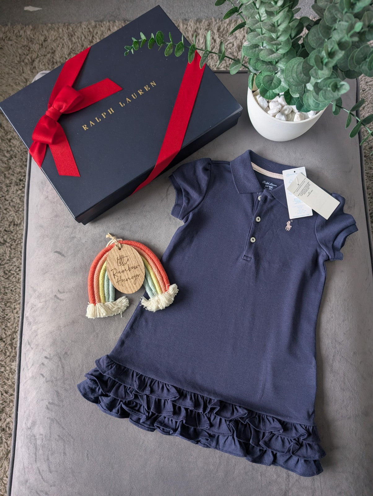 New Ralph Lauren Girls Navy Frill Polo Cupcake Cute Dress Gift 18-24m Gift