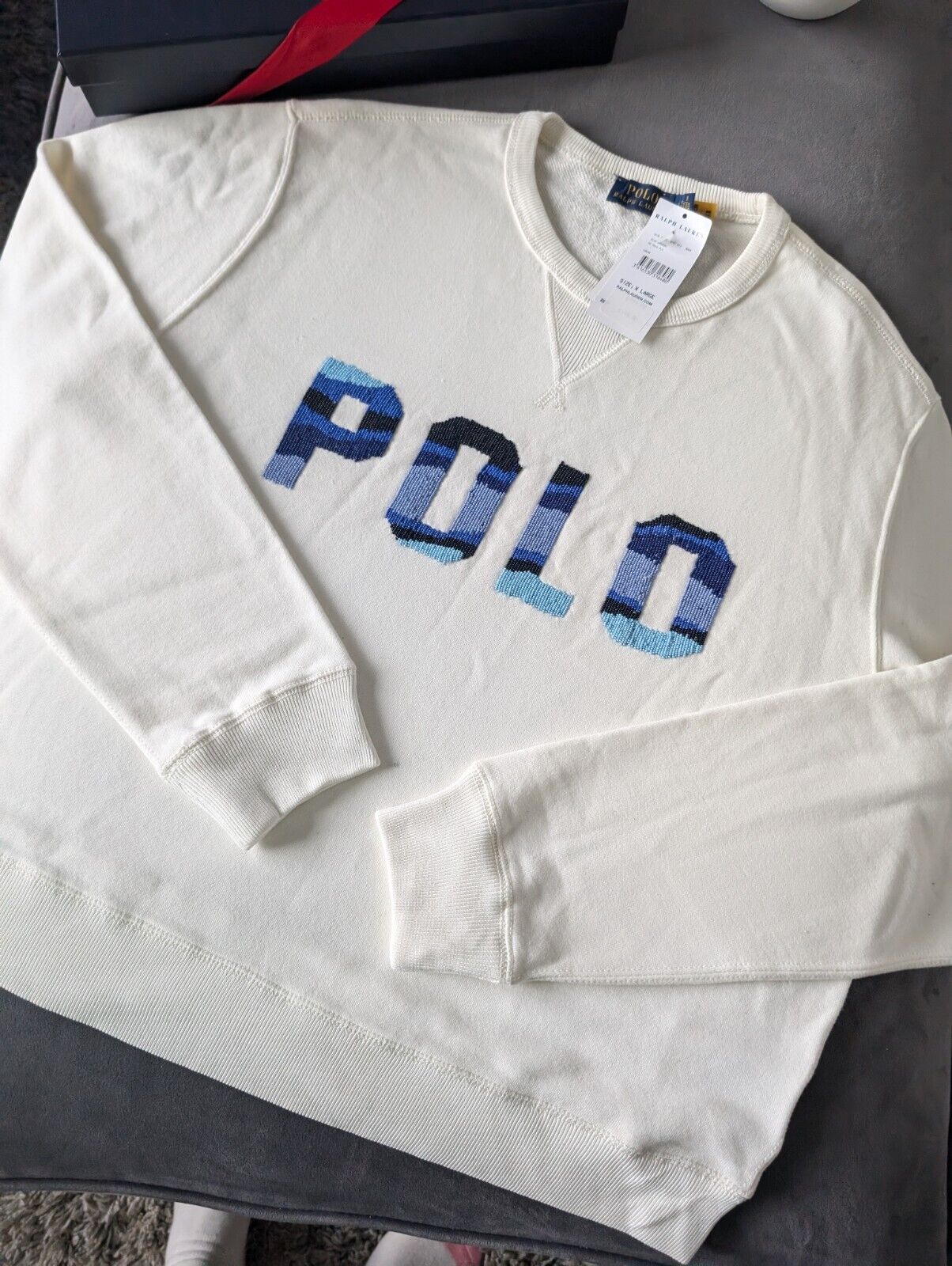 New Polo Ralph Lauren Embellished Logo Sweatshirt Sweater Pullover Jumper XL