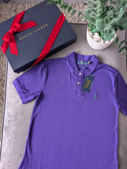 New Ralph Lauren Plain Smart Purple  Short Sleeve Polo Gift Occasion 10y Boys