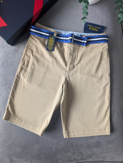 New Ralph Lauren Boys Beige Chino Shorts + Belt Smart Gift Age 10 Casual Summer