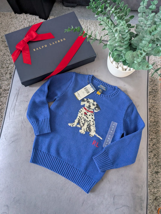 New Gorgeous Kids Ralph Lauren Dog Dalmatian Puppy Knitted Jumper Size 5yrs Gift