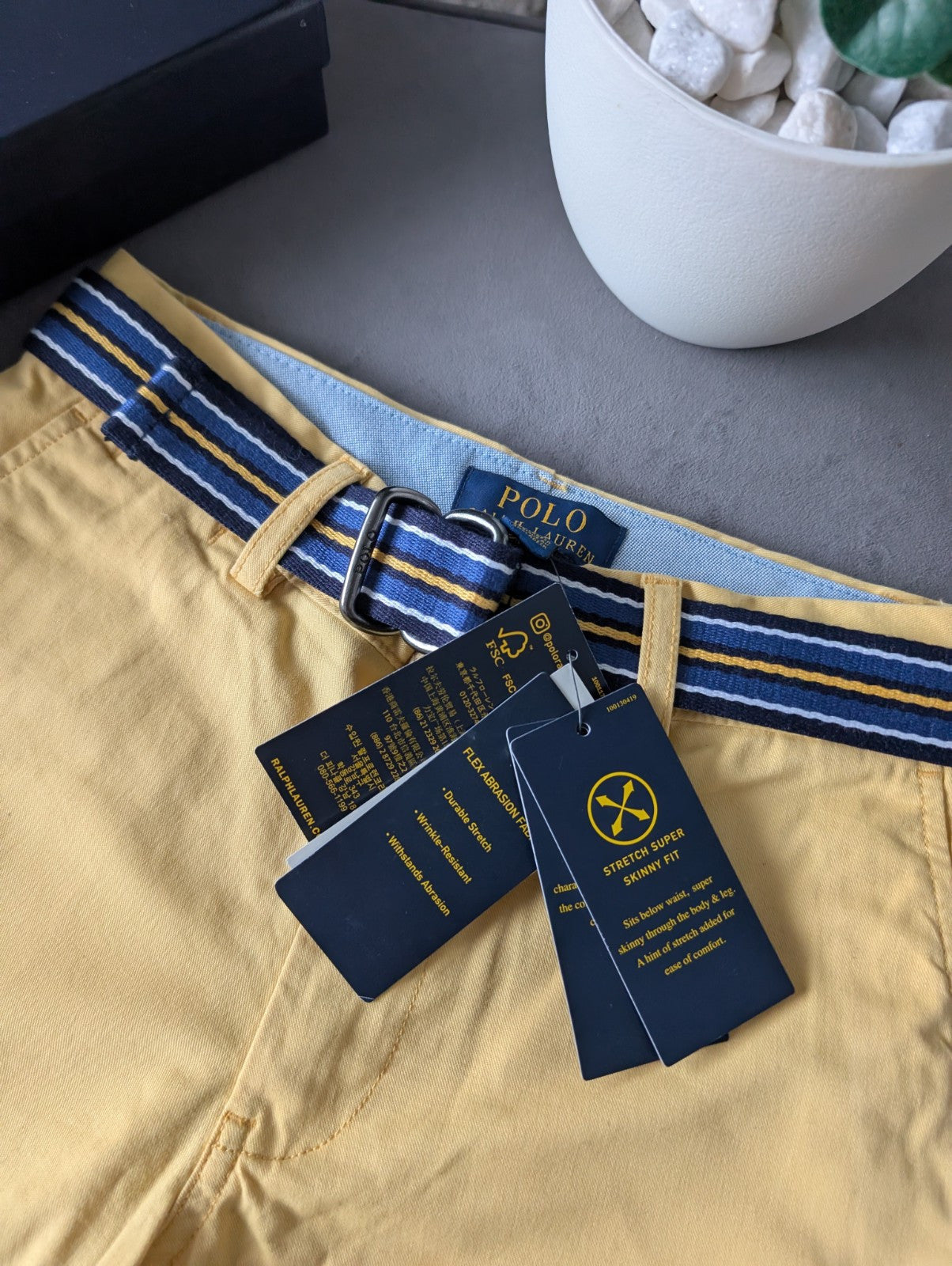 New Ralph Lauren Boys Yellow Chino Shorts + Belt Smart Gift 10y Casual Summer