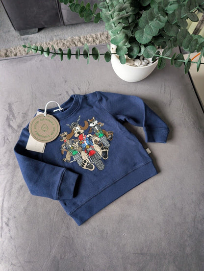 New Stella McCartney Kids Dog Biker Baby Sweater Jumper Boys UK 6 Months Navy