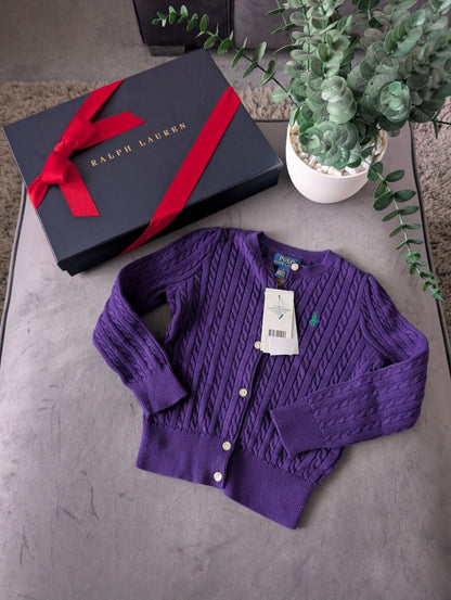 New Ralph Lauren Girls Knitted Cardigan 4 Years BNWT Gift Smart Deep Purple