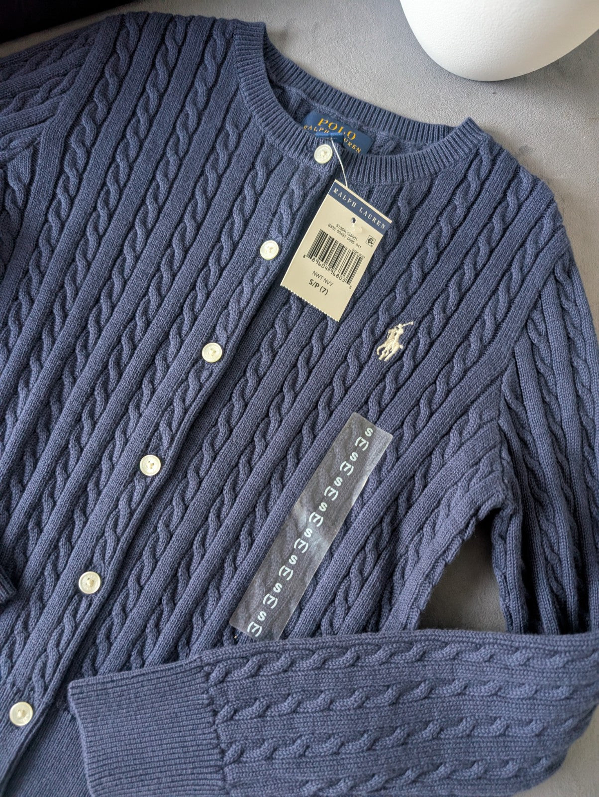 New Ralph Lauren Cable Knitted Cardigan 6-7 Years BNWT Navy Gift Smart Buttoned