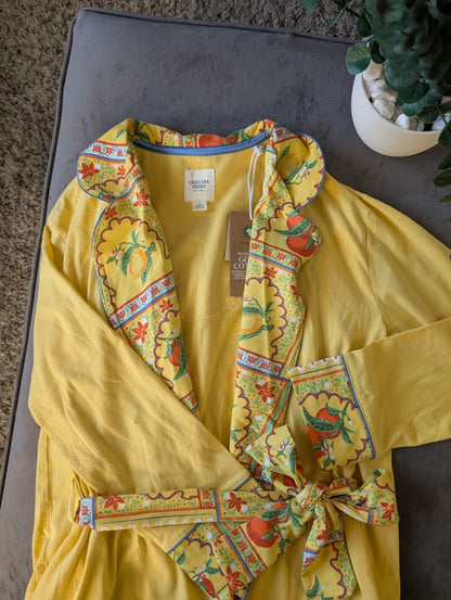 Chelsea Peers  Cotton Yellow Robe Dressing Gown Size XXS UK6 Bnwt lemons design