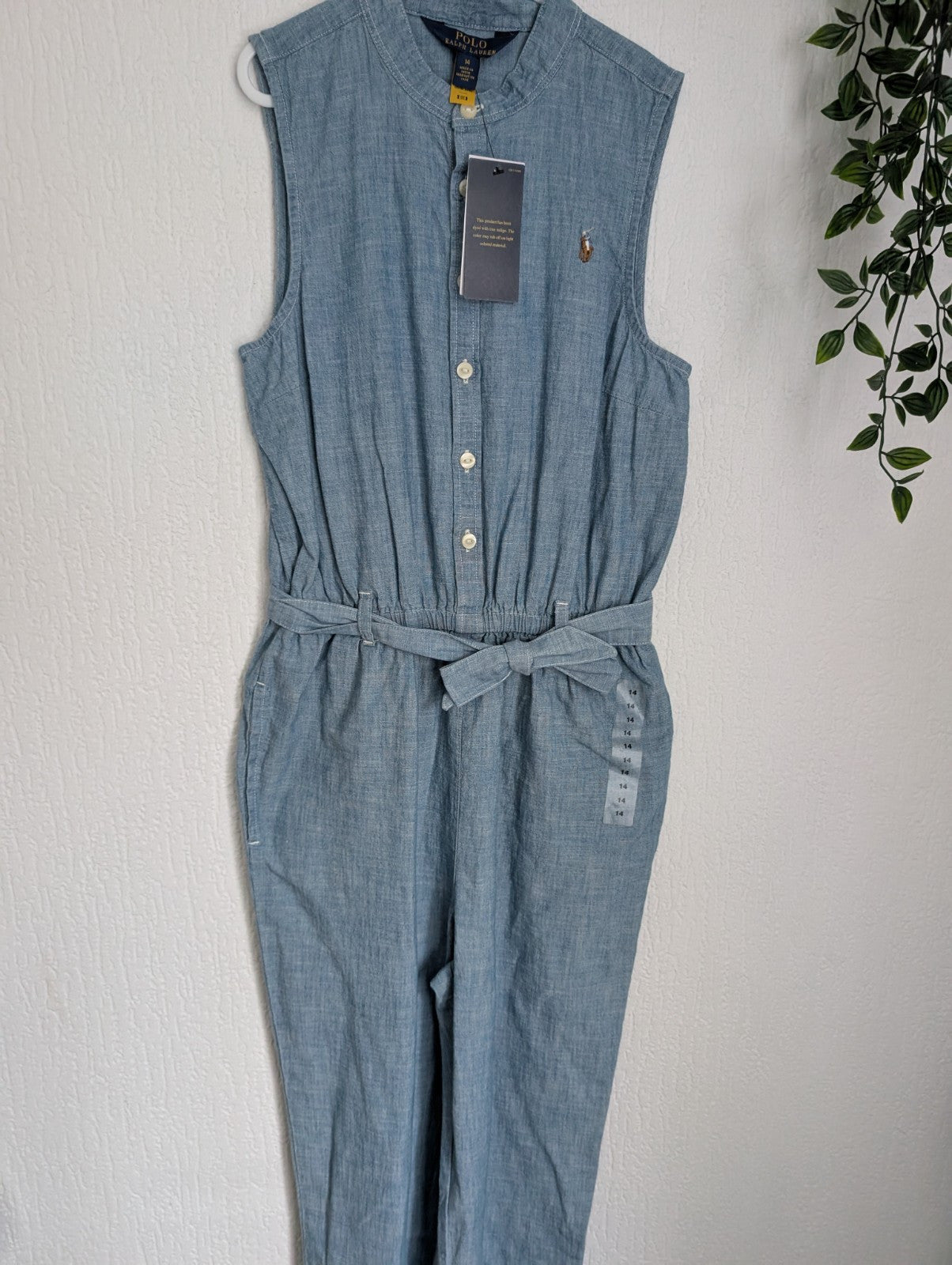 New Ralph Lauren Girls Denim Style Jumpsuit Chambray Age 14 Gift Occasion Gift