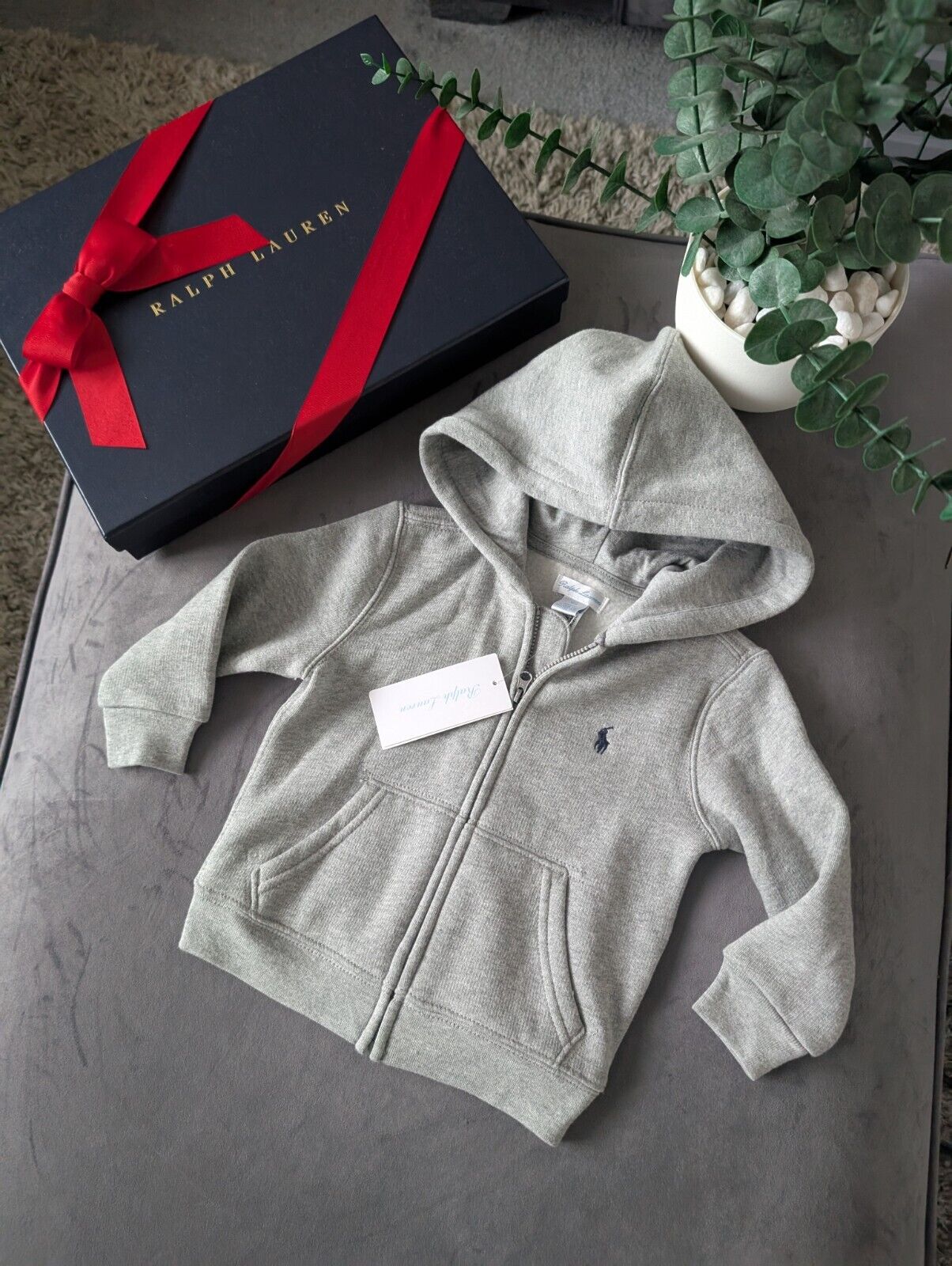 New Boys ralph lauren zip up hoodie Grey Full Zip Jacket Gift Smart 12-18m