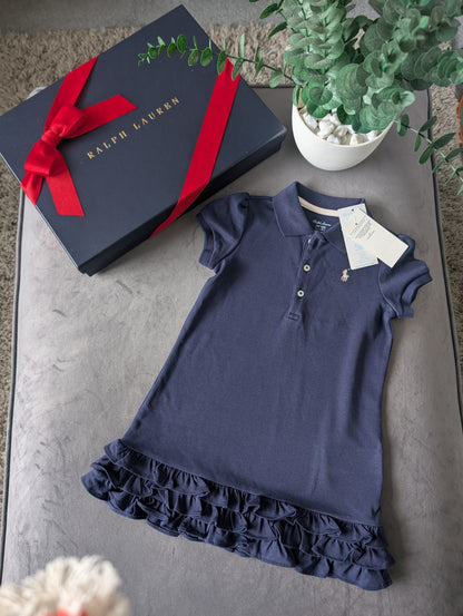 New Ralph Lauren Girls Navy Frill Polo Cupcake Cute Dress Gift 18-24m Gift