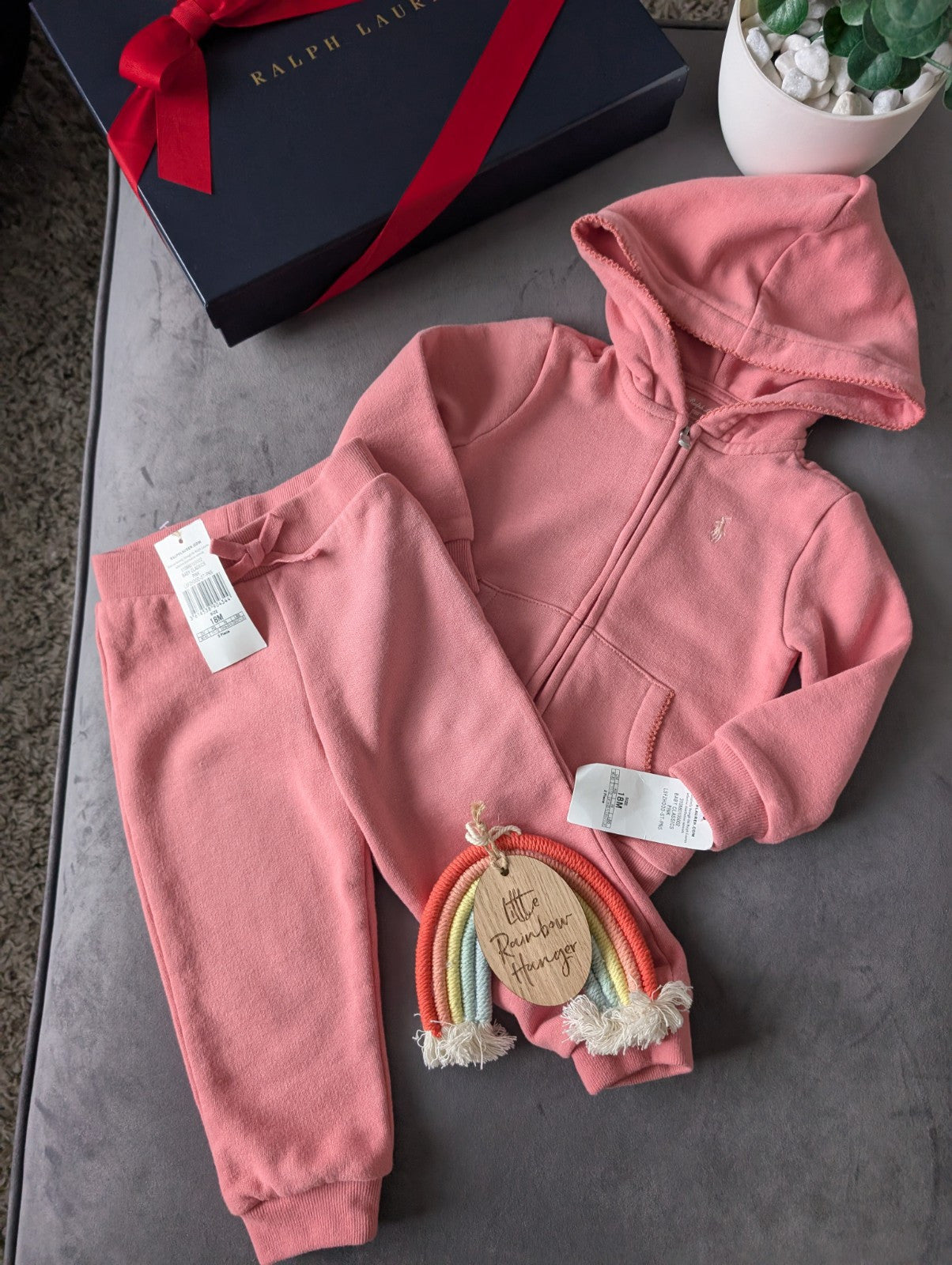 New Gorgeous Ralph Lauren Pink Scalloped Baby Girl Tracksuit  12-18m Gift Baby