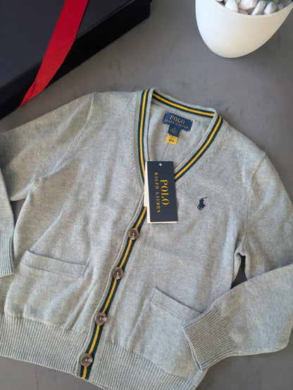 New Smart Ralph Lauren Grey Boys Polo Cardigan Buttoned Grey Smart 4yr Occasion