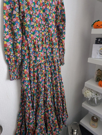 New Boden Glorious British Style Ditsy Floral Maxi Tiered Dress Uk 10 R Autumn