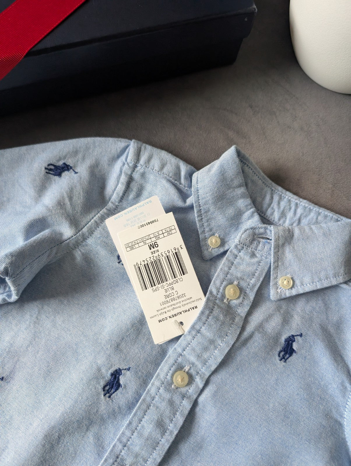 New Ralph Lauren Baby Boy Blue Embroidery Pony Shirt Smart Baby 6-9m Occasion