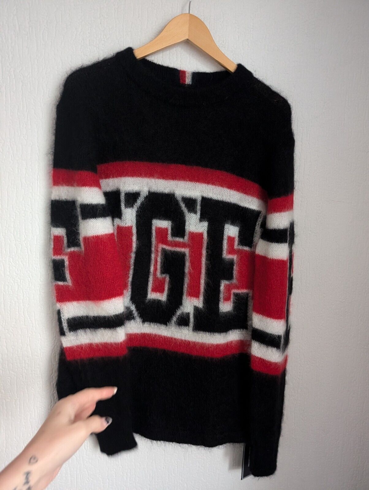 New Tommy Hilfiger Collection  Tonny Mohair Sweater Unisex UK  M Black Red White