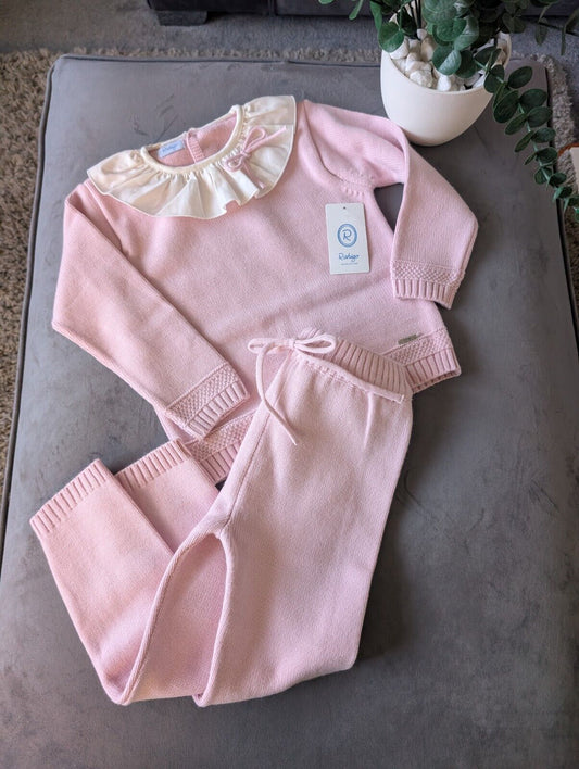 New Stunning Pink Knit Girls Rahigo Set Age 4-5 Warm Frill Bow Pretty Gift