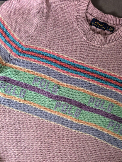 Worn once purple Polo Ralph Lauren Women's Puff Sleeve Sweater silk fair isle S