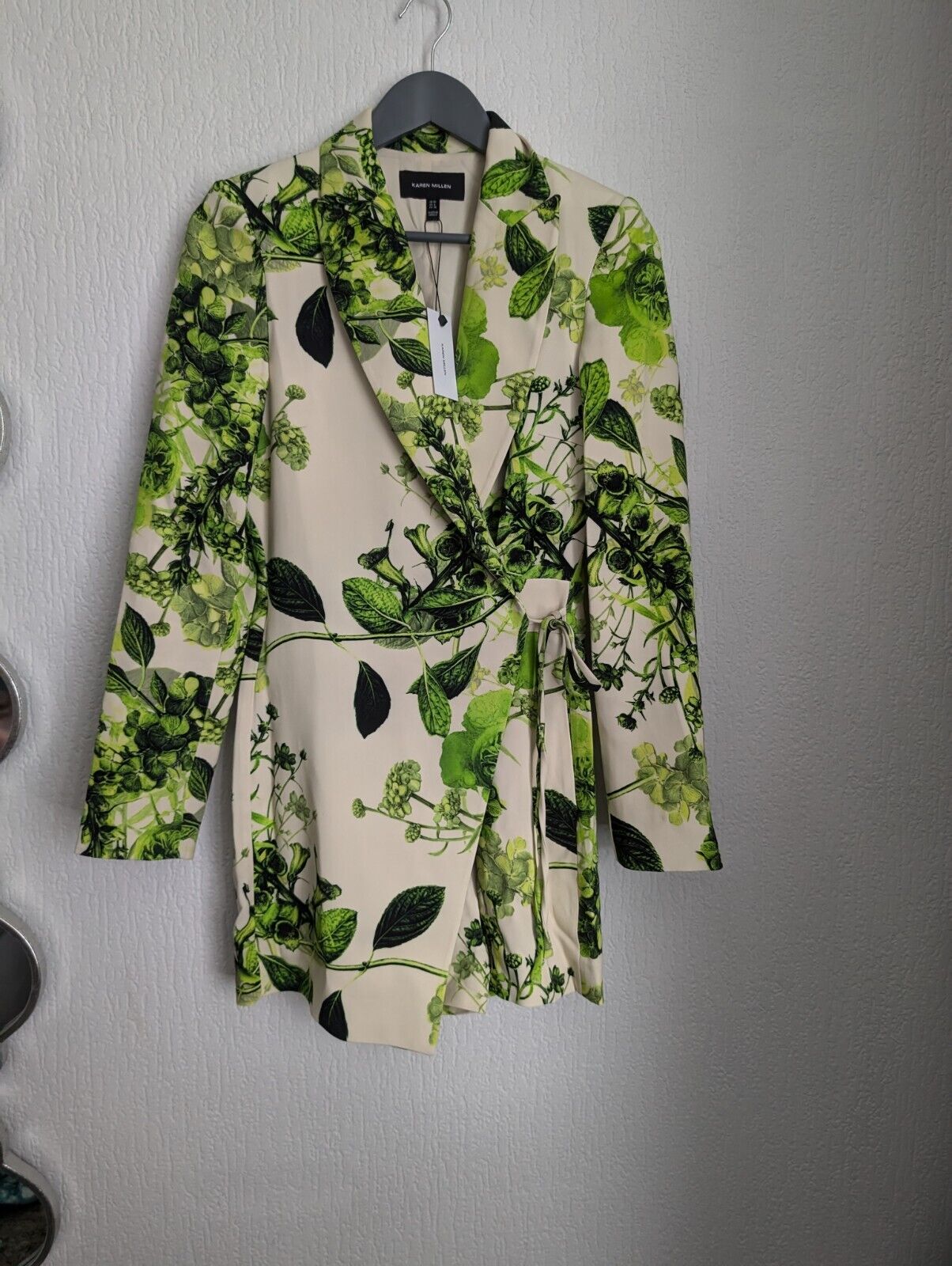 Karen Millen Spring Green Botanical Bunches Tailored Playsuit Size 10 NEW