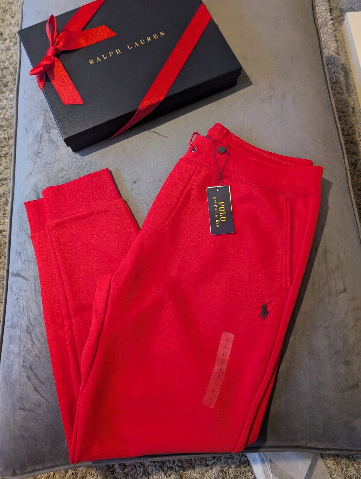 New Polo Ralph Lauren Double Knit Tech Fleece Jogger Track Sweat Pants Size L