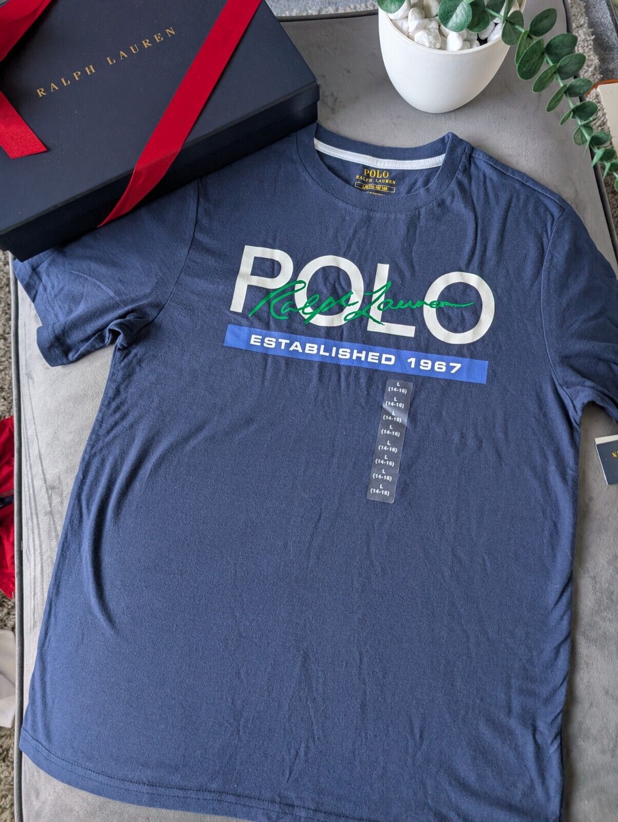 New Ralph Lauren Boys Graphic Logo T Shirt Size Small 14y Gift Casual Smart