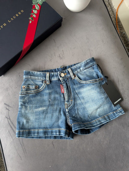 New girls dquared2 denim designer shorts age 8 rrp £118 smart casual summer gift