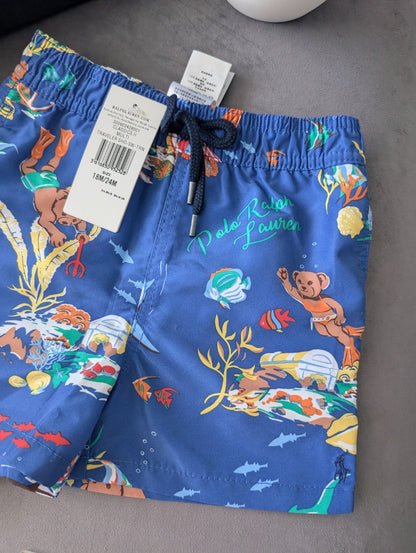 New Ralph Lauren Baby Boys Teddy Bear Swim Shorts Summer Holiday 18-24m Gift