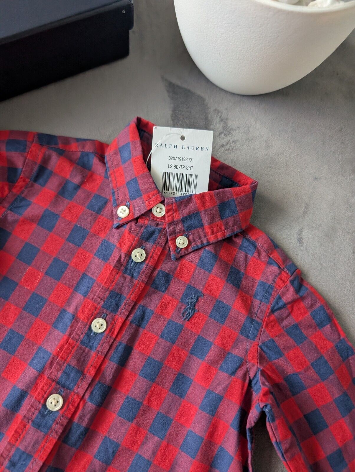 New Ralph Lauren Baby Boy Checked Shirt Smart Occasion Gift Age 3m Red L Sleeve