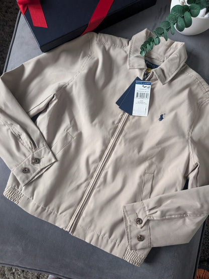 New Polo Ralph Lauren Jacket Boys Beige Sand Zip Up Chinos Style Cute Jacket 8yr