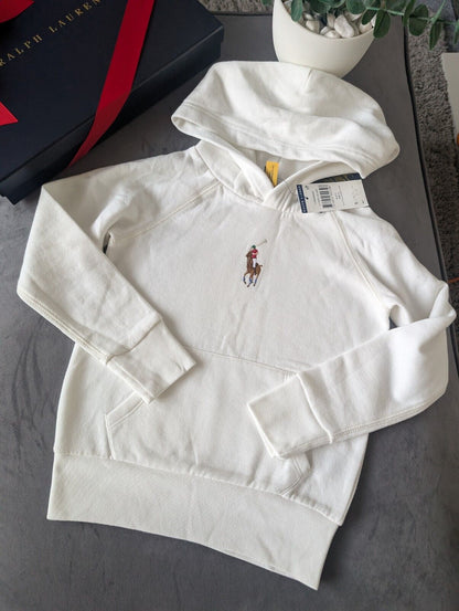 New Ralph Lauren Embroided Big Pony White Unisex Hoodie Size Kids 6Yrs Gift Kids