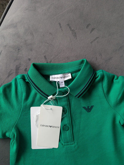 New Gorgeous Emporio Armani  Boy's Green Polo Shirt 6 Months Designer Gift Cute