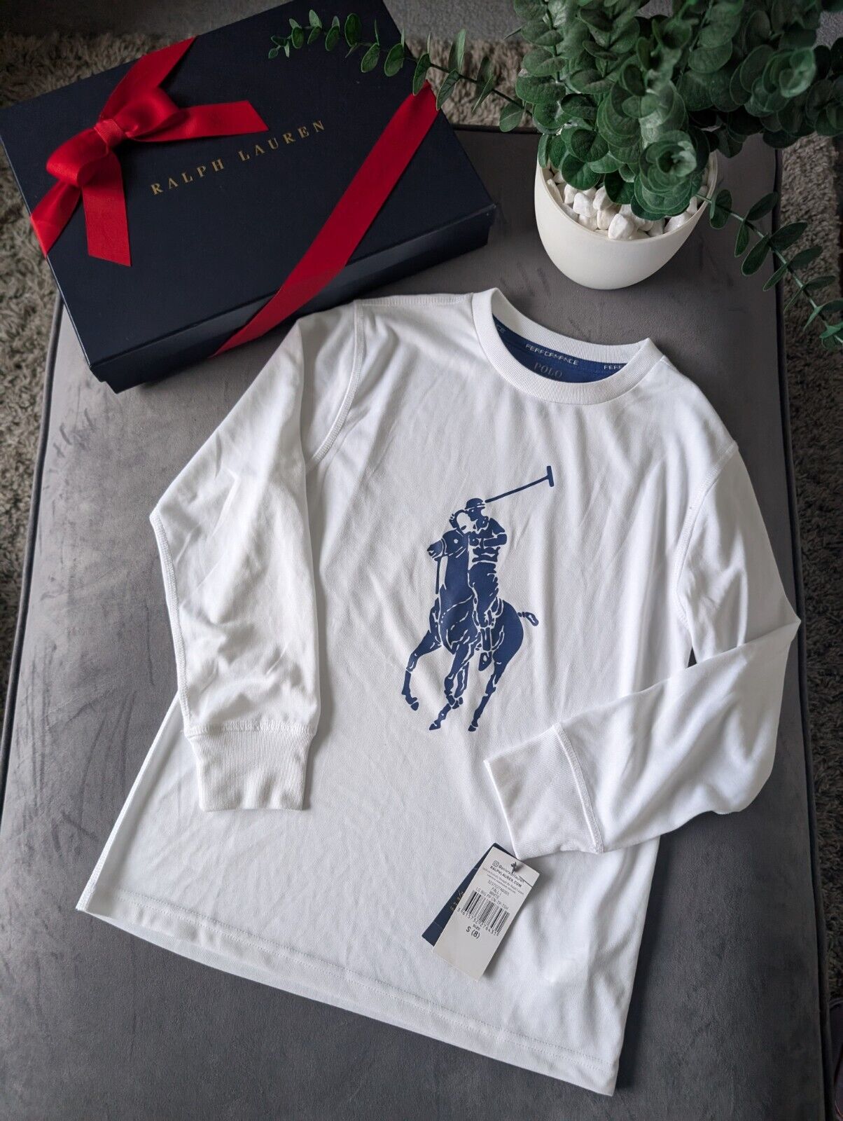 New Ralph Lauren Boys White Performance Sport Ralph TShirt Long Sleeve 8y Active